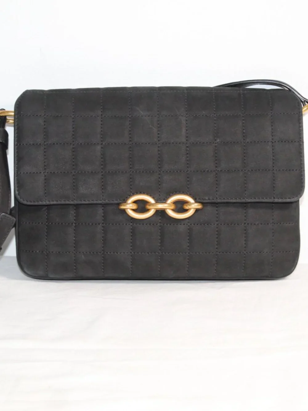 NEW Saint Laurent YSL Black Le Maillon Satchel Shoulder Bag Suede Leather